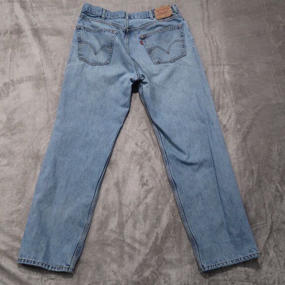 Levis 550 Jeans Mens 38x34 Blue Relaxed Fit Straight Leg Light Wash Distressed - Picture 4 of 16